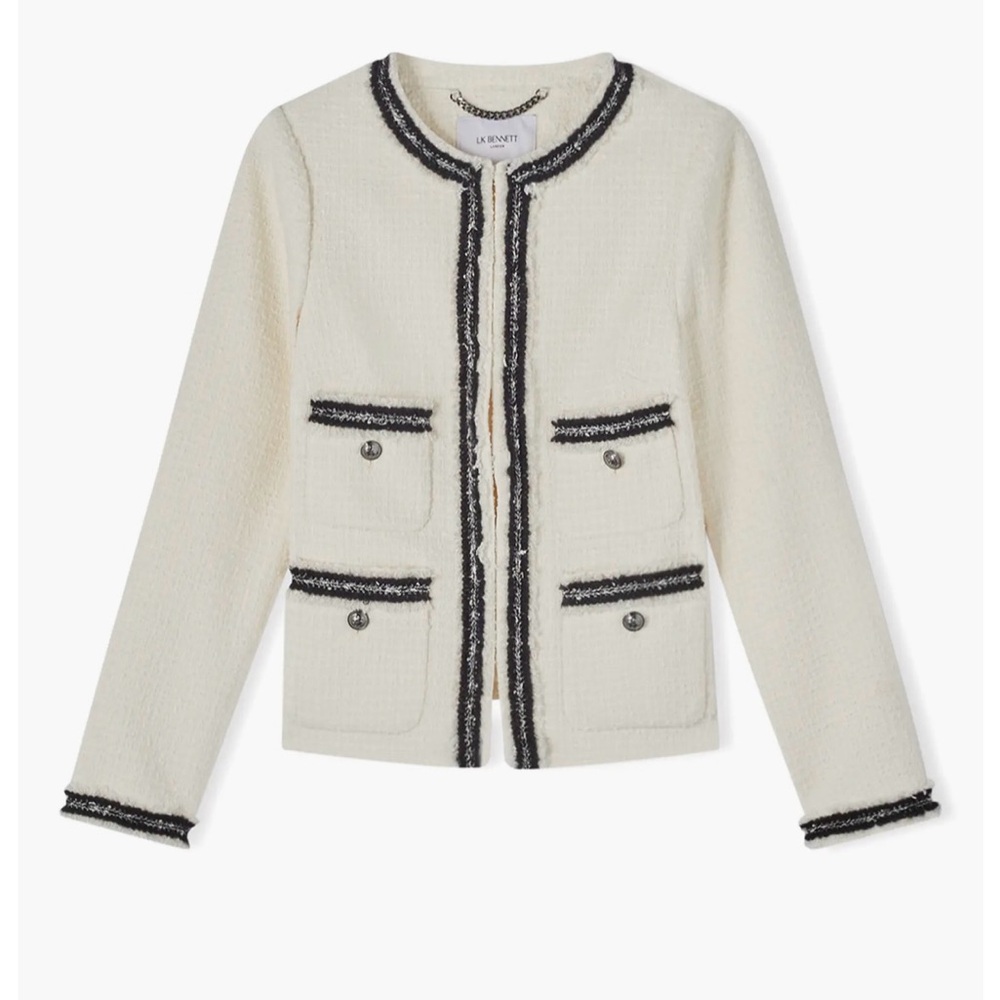 LK Bennett Cream and Black Trim Blazer